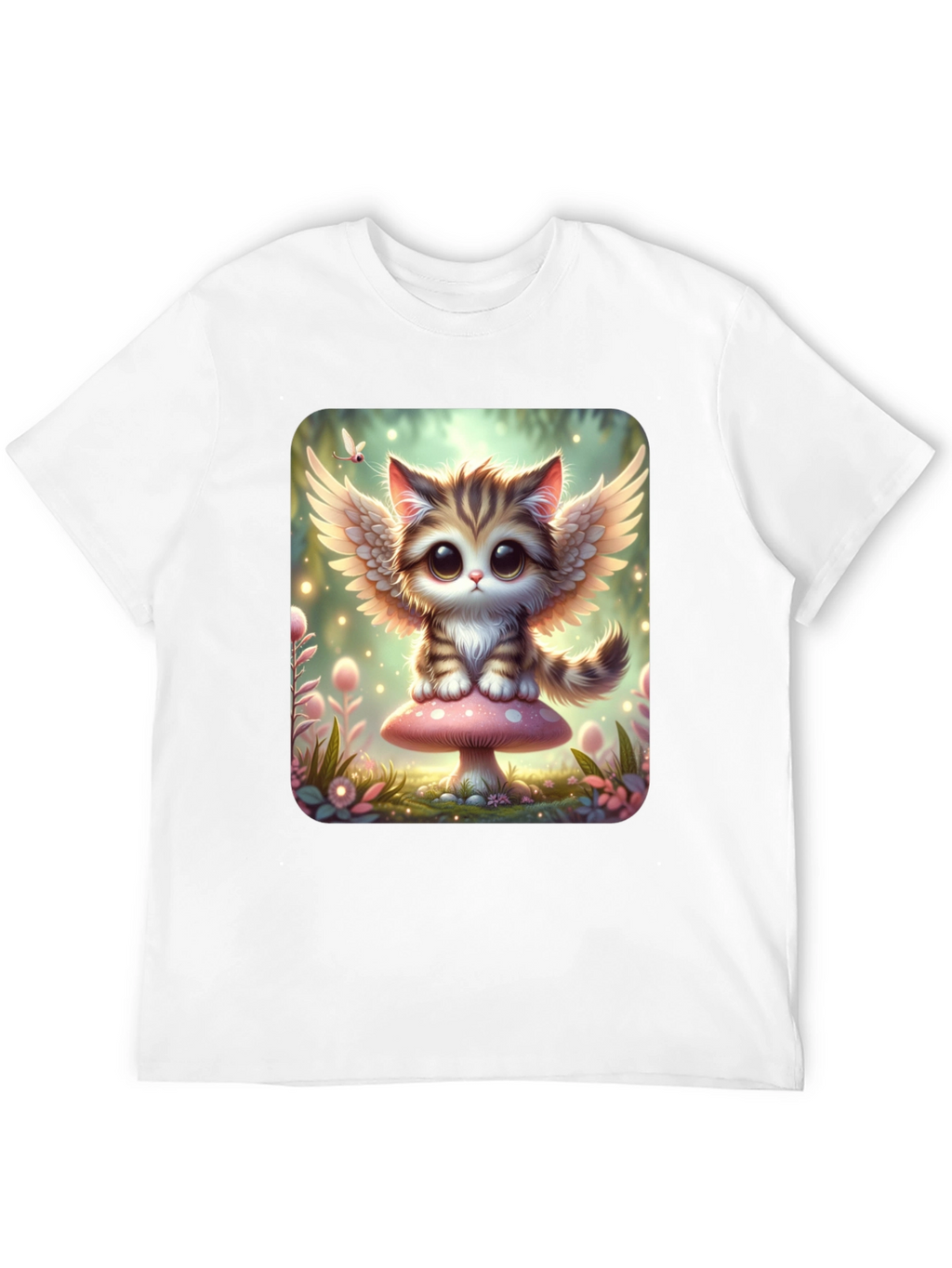 Cute Angel Kitty T-Shirt - Black