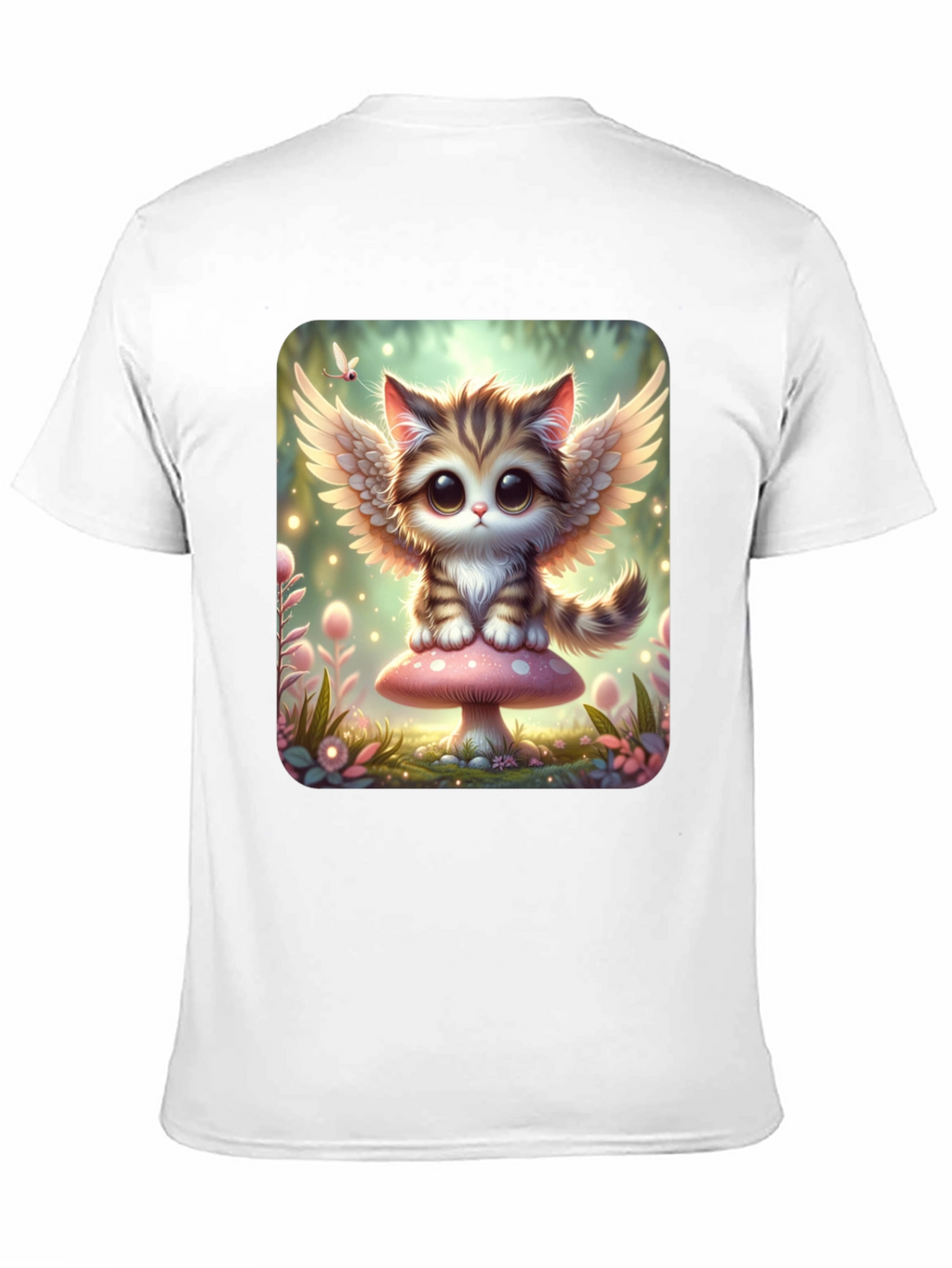 Cute Angel Kitty T-Shirt - Black