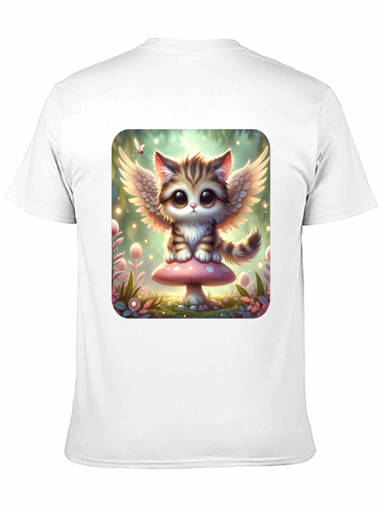 Cute Angel Kitty T-Shirt - Black