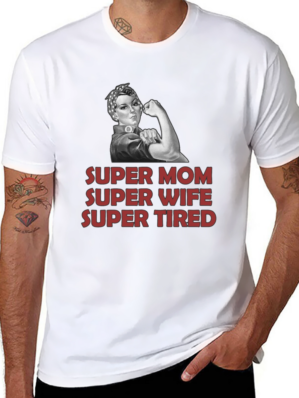 Super Mom Wife Tired Graphic T-Shirt - Black