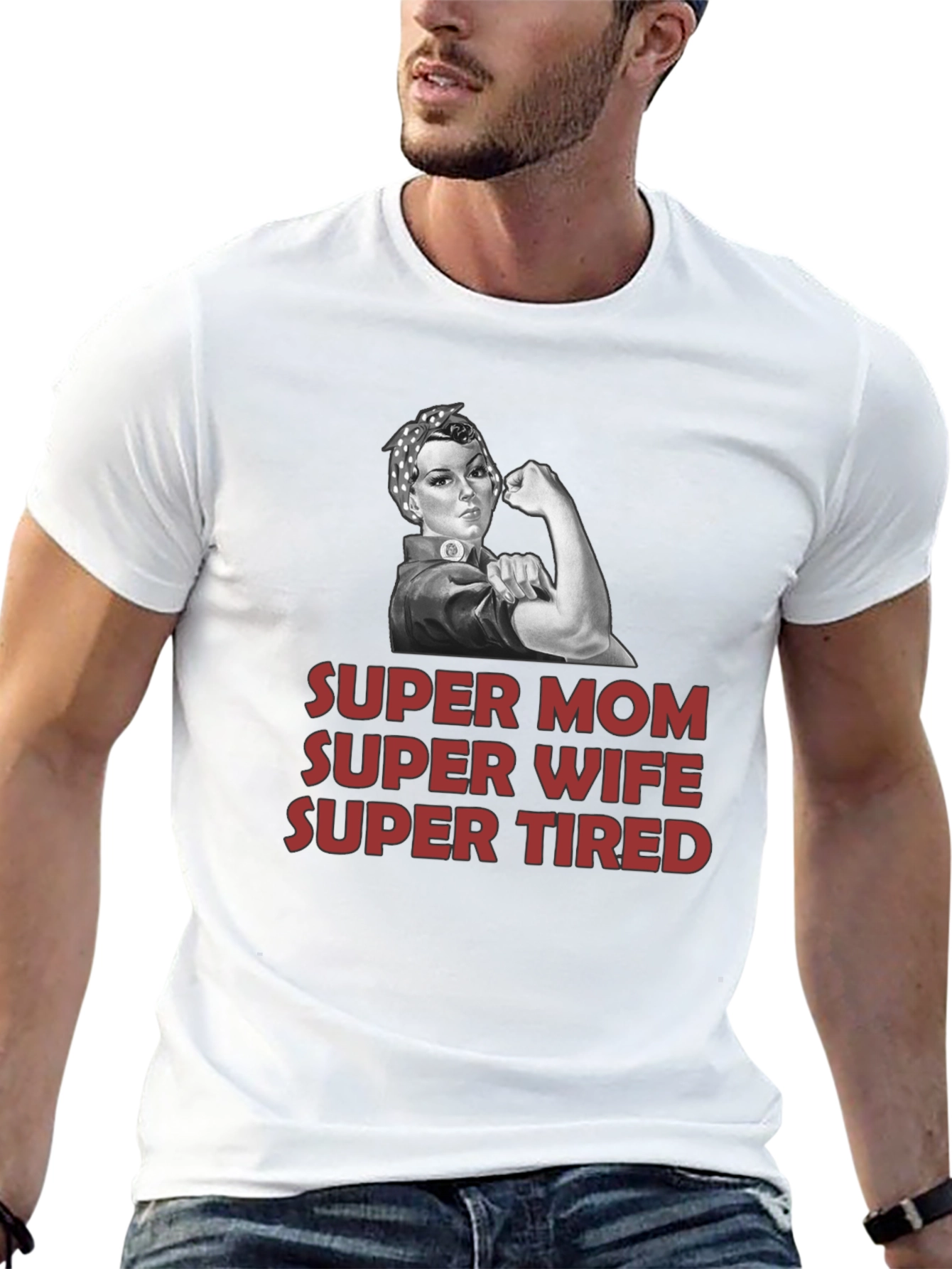Super Mom Wife Tired Graphic T-Shirt - Black
