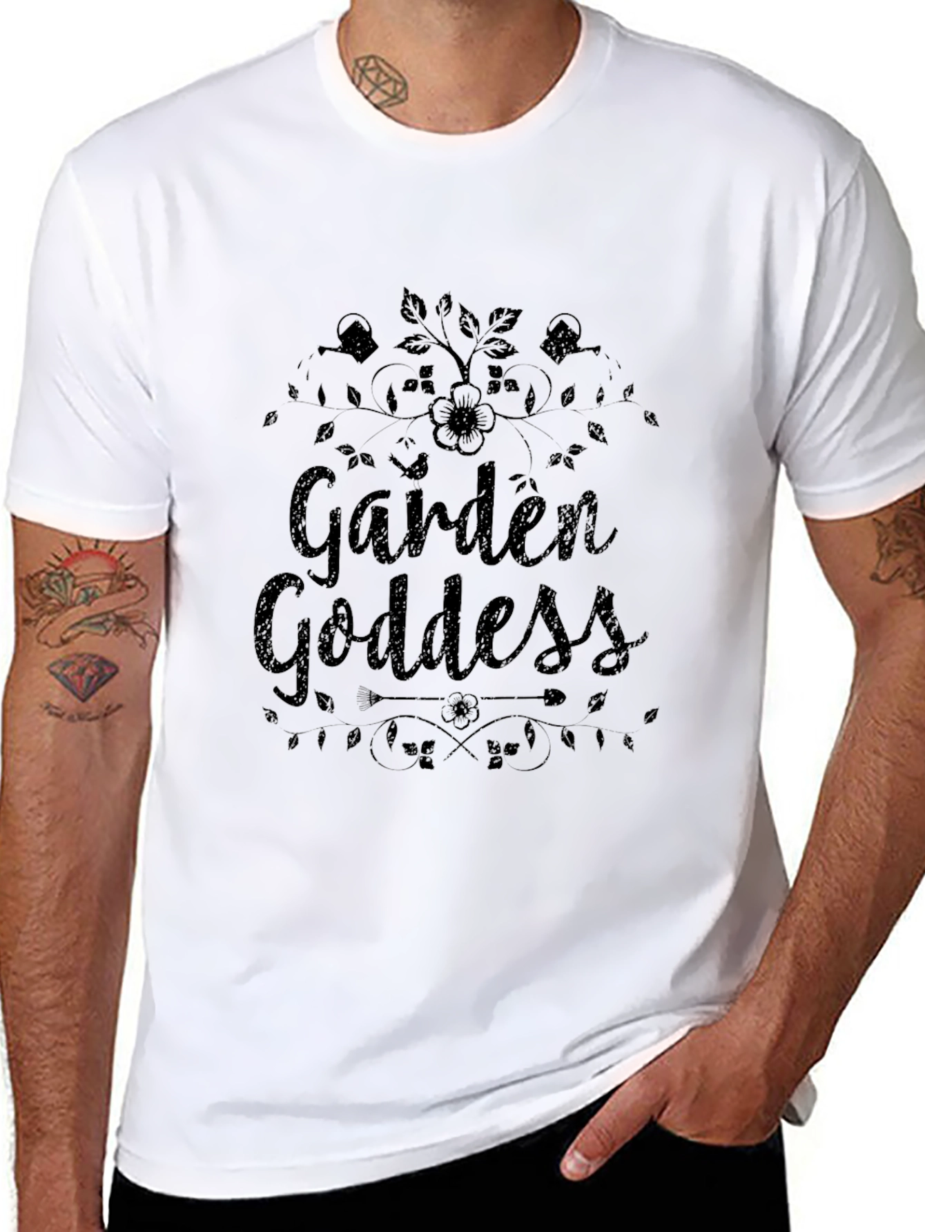 Garden Goddess Black Graphic T-Shirt