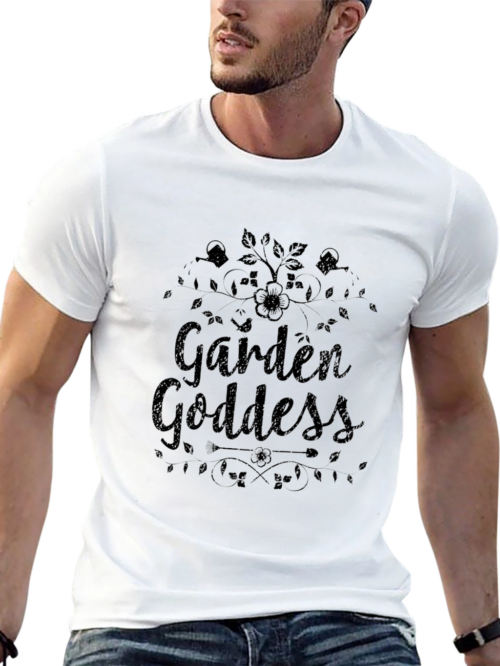 Garden Goddess Black Graphic T-Shirt