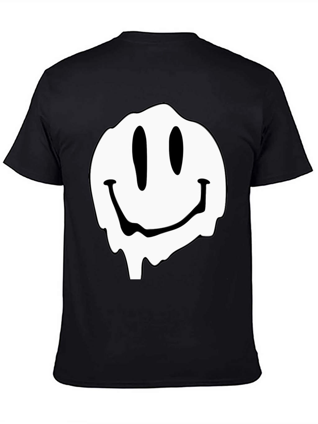 Melting Smiley Face Graphic Black T-Shirt