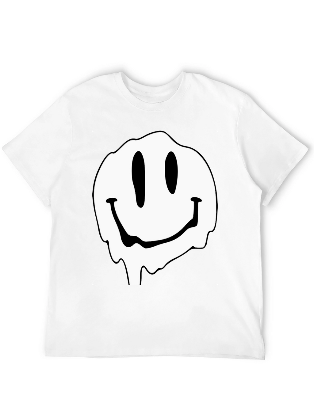 Melting Smiley Face Graphic Black T-Shirt