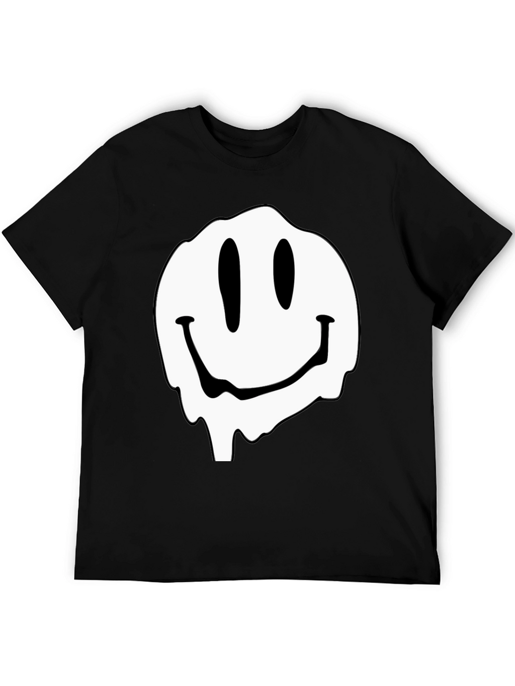 Melting Smiley Face Graphic Black T-Shirt