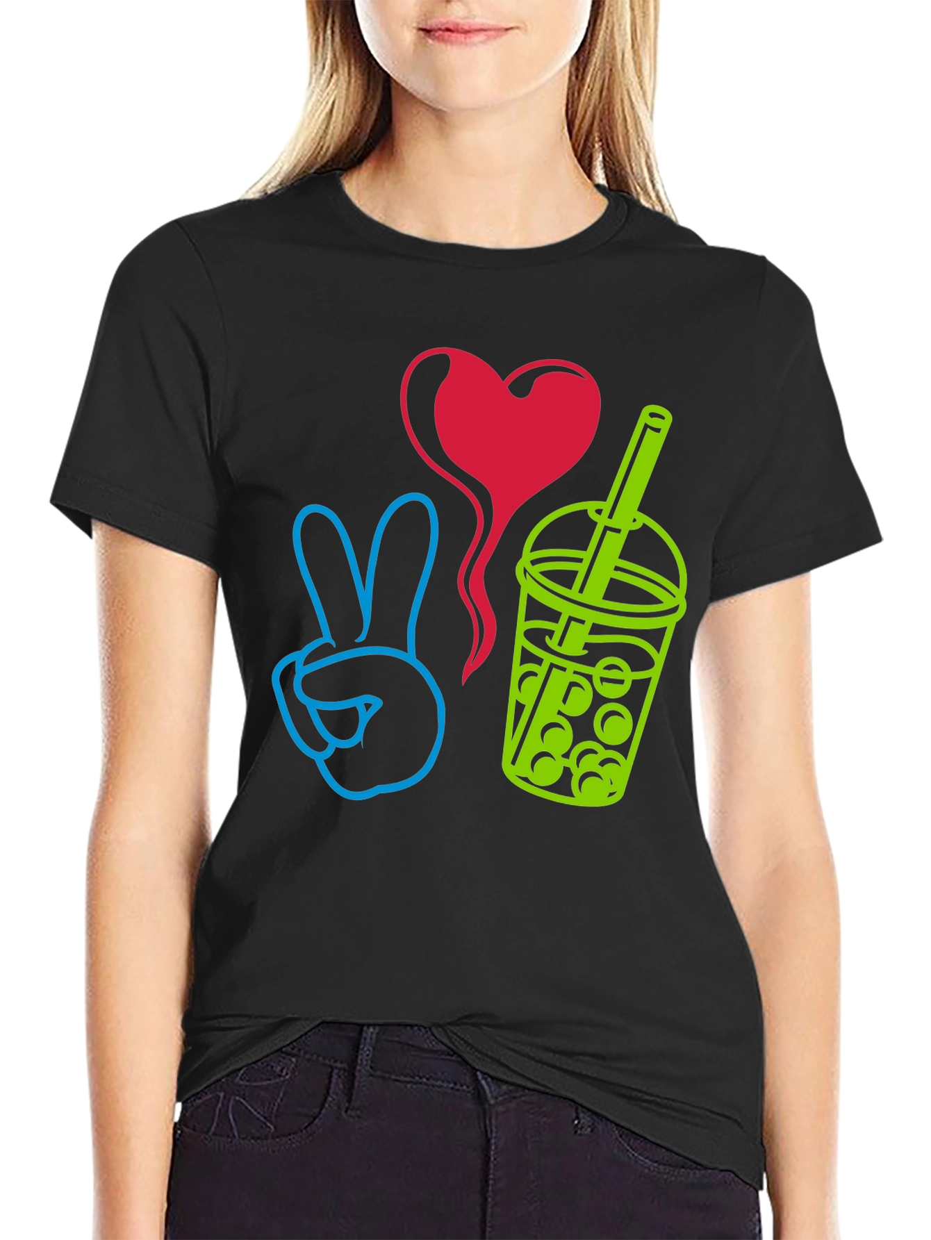 Peace Love Boba T-Shirt - Trendy Graphic Tee