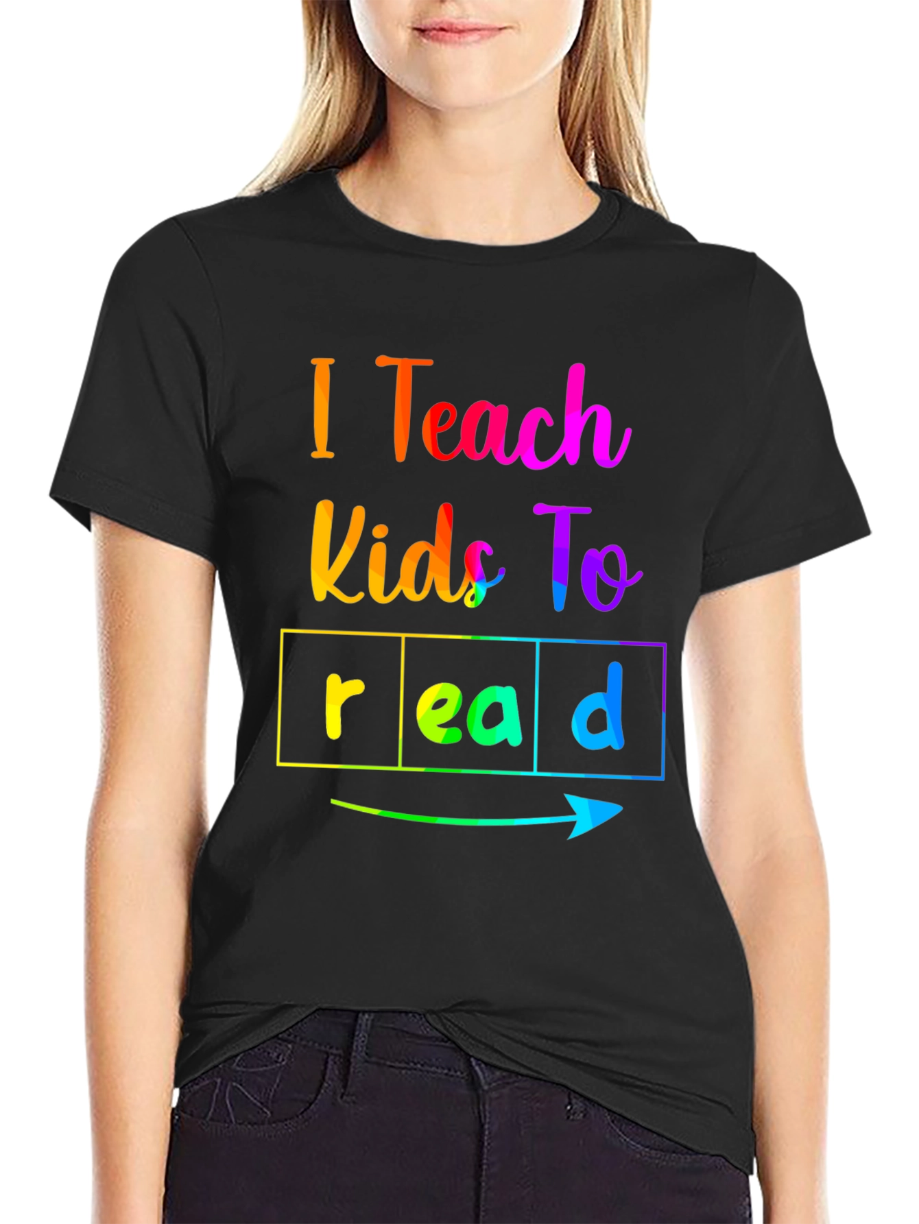 I Teach Kids to Read T-Shirt Colorful Graphic Tee