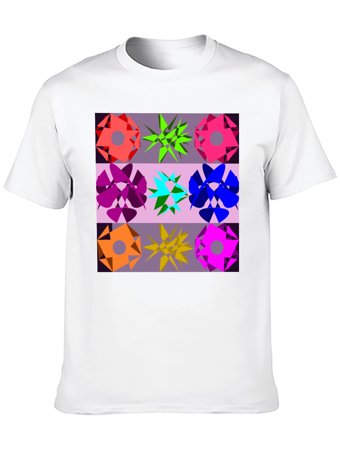 Geometric Flower Graphic Tee - Black