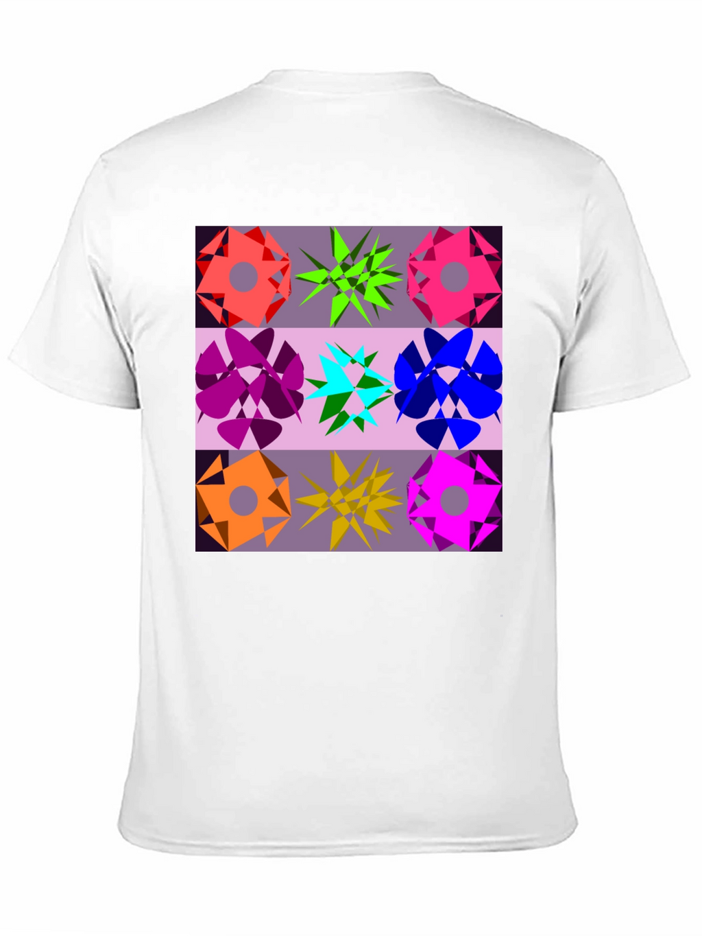 Geometric Flower Graphic Tee - Black