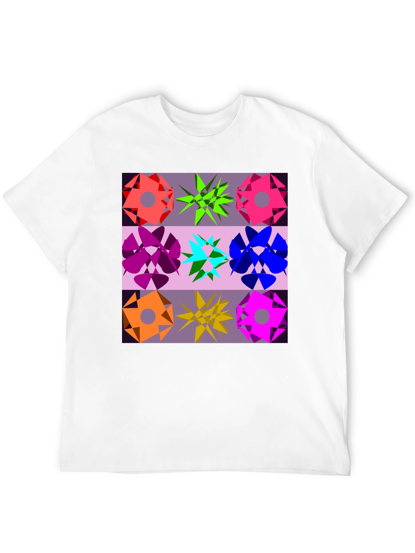 Geometric Flower Graphic Tee - Black