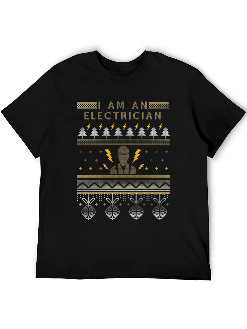 Electrician Ugly Christmas Sweater Style Black T-Shirt