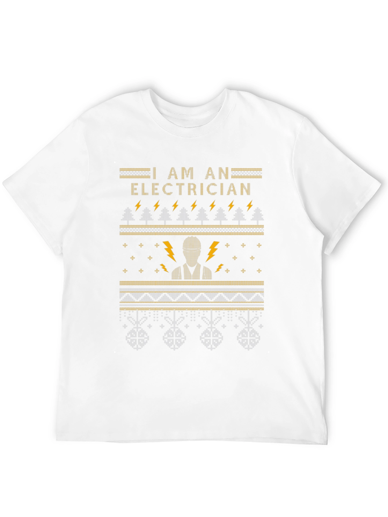 Electrician Ugly Christmas Sweater Style Black T-Shirt