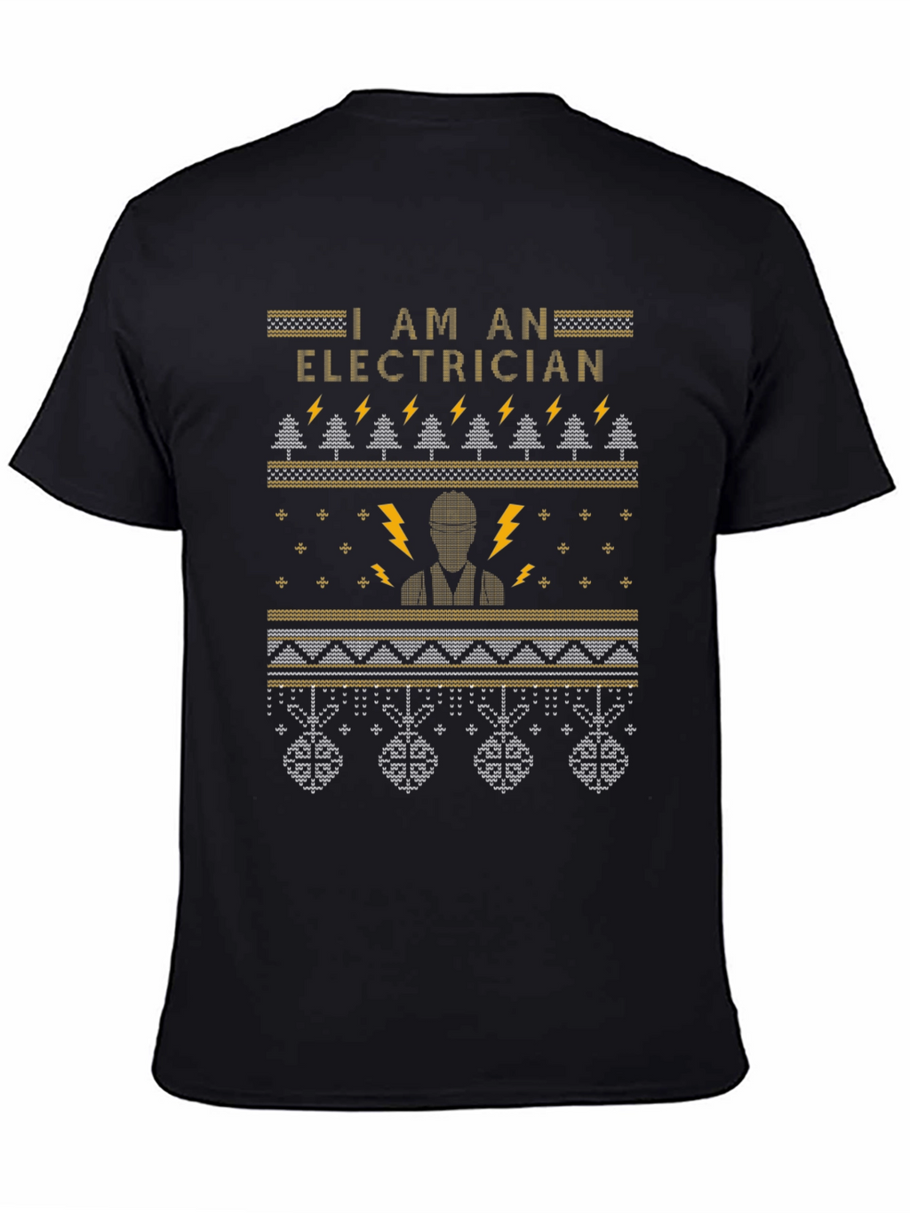 Electrician Ugly Christmas Sweater Style Black T-Shirt