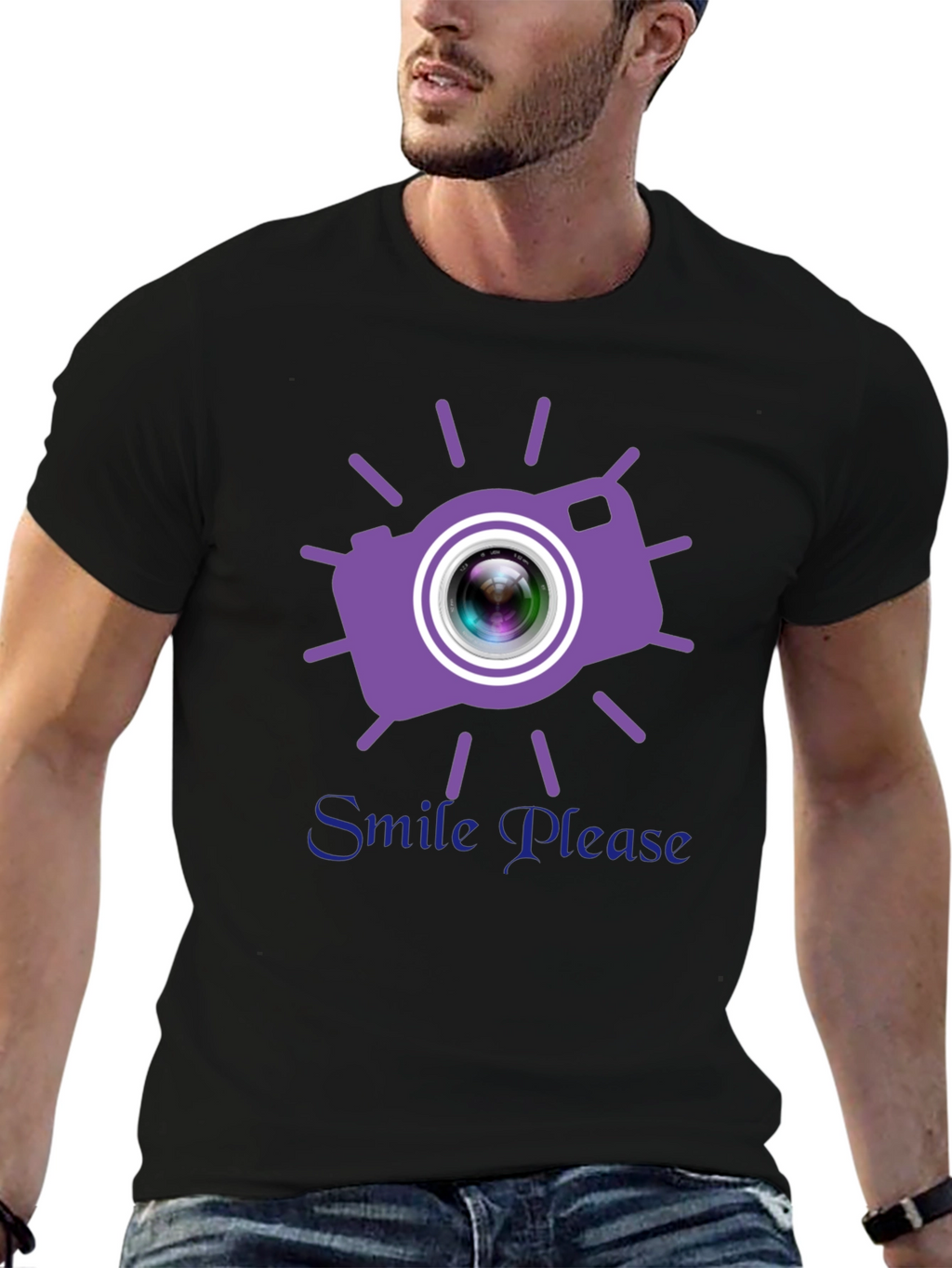 Smile Please Camera Graphic T-Shirt