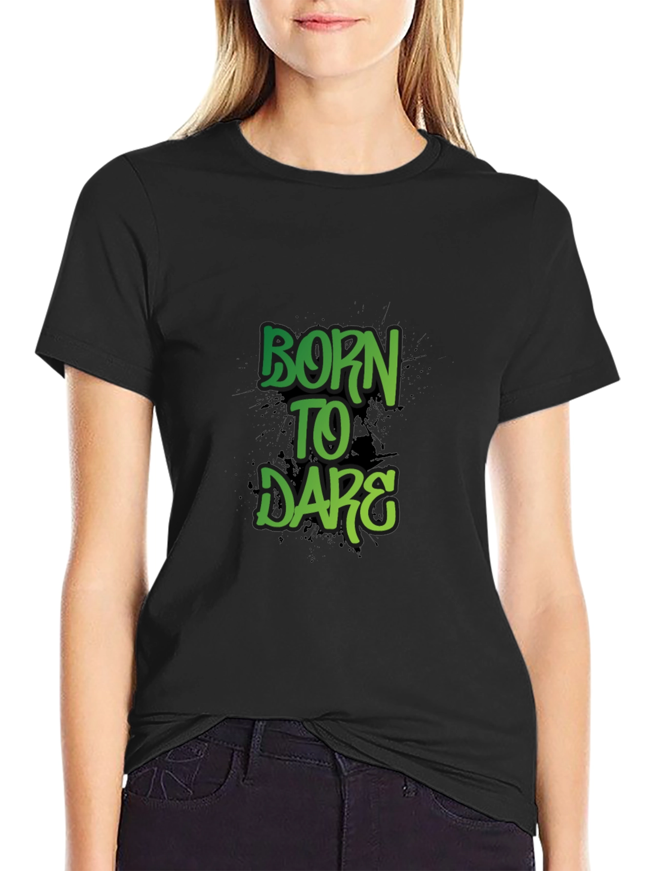 Born to Dare Graphic Print Crew Neck T-Shirt