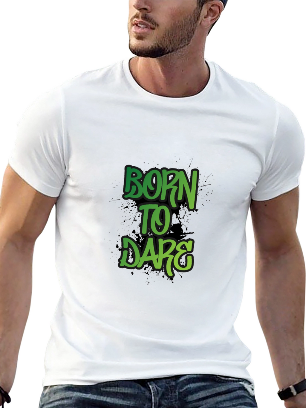 Born to Dare Graphic Print Crew Neck T-Shirt