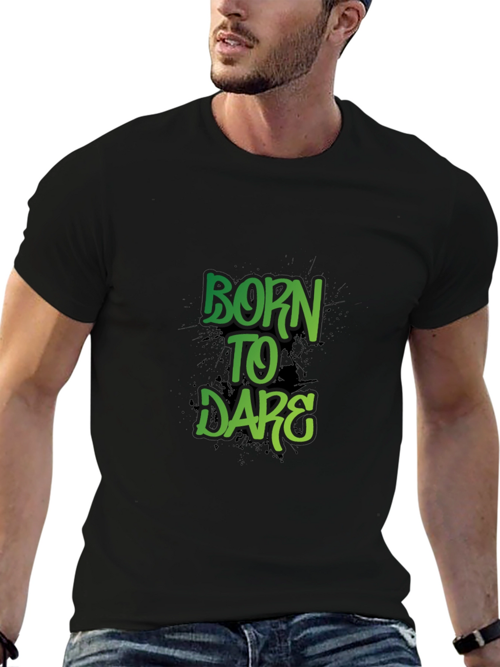 Born to Dare Graphic Print Crew Neck T-Shirt