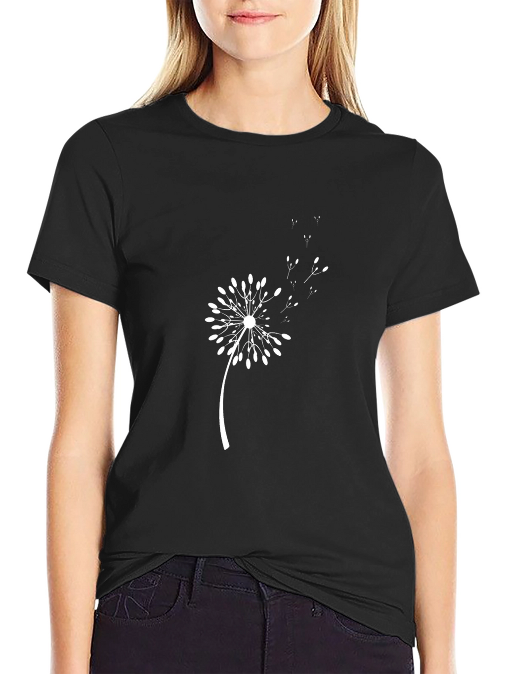 Dandelion Graphic Print Black T-Shirt