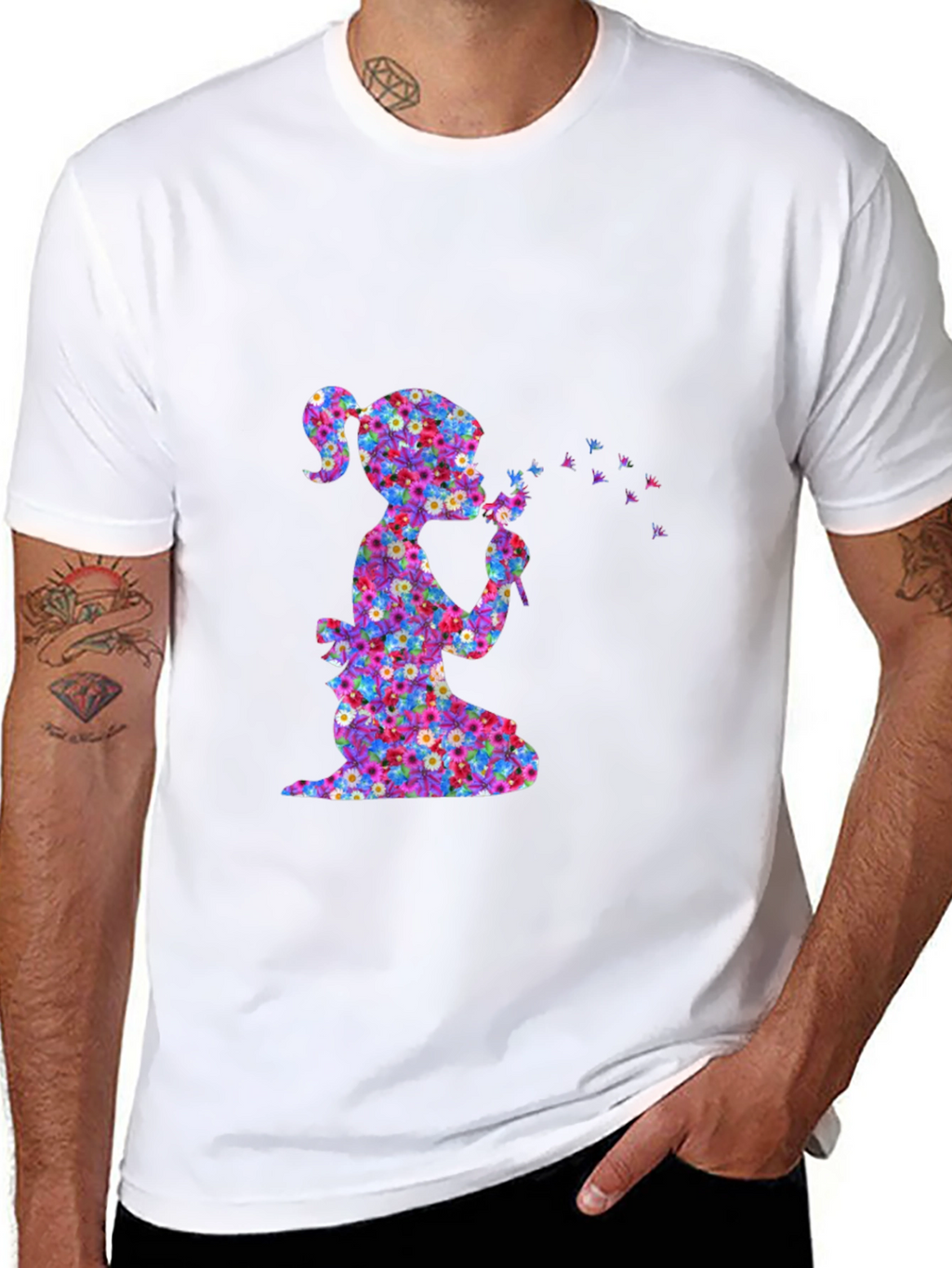 Floral Girl Blowing Dandelion T-Shirt