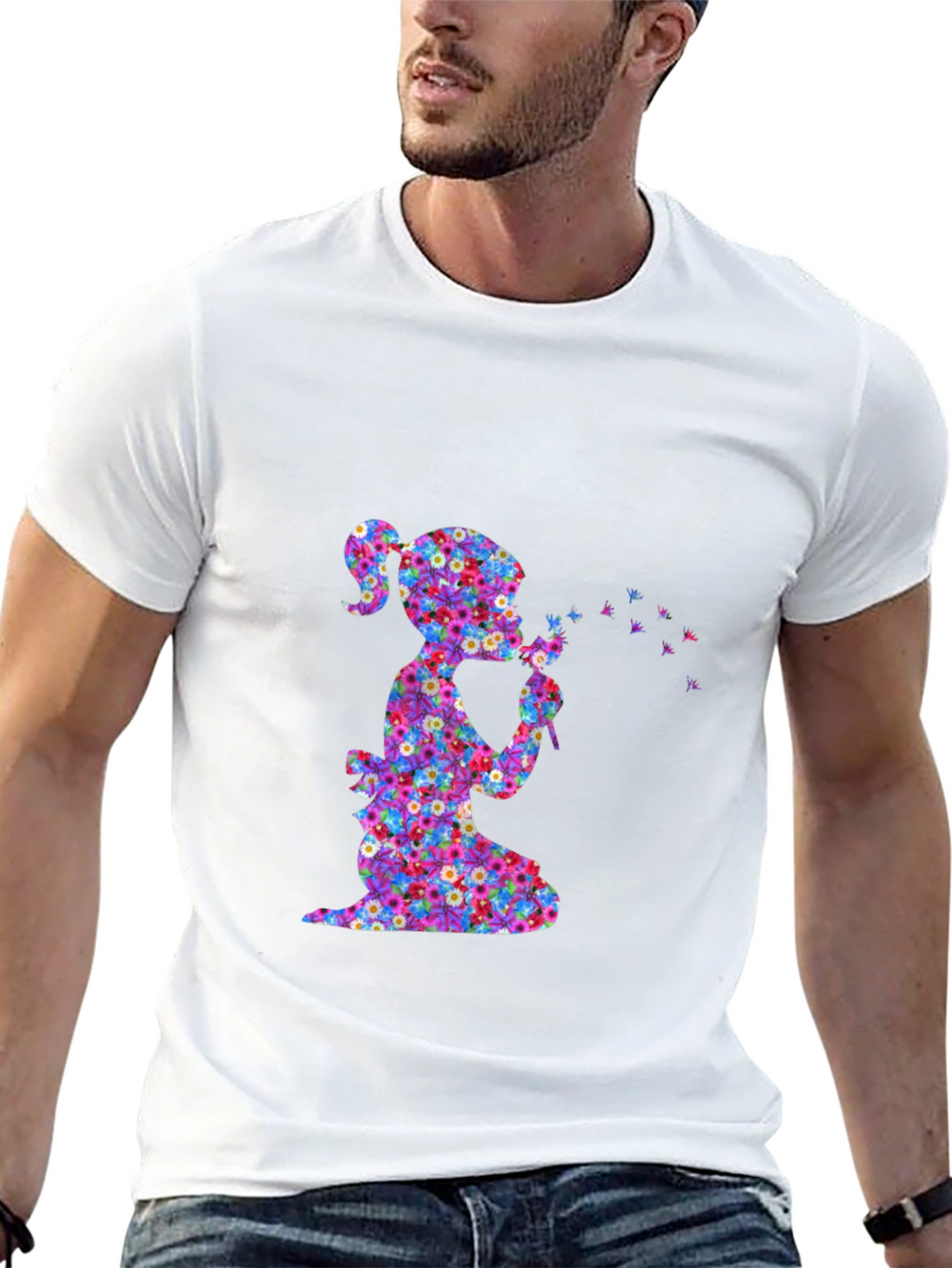 Floral Girl Blowing Dandelion T-Shirt