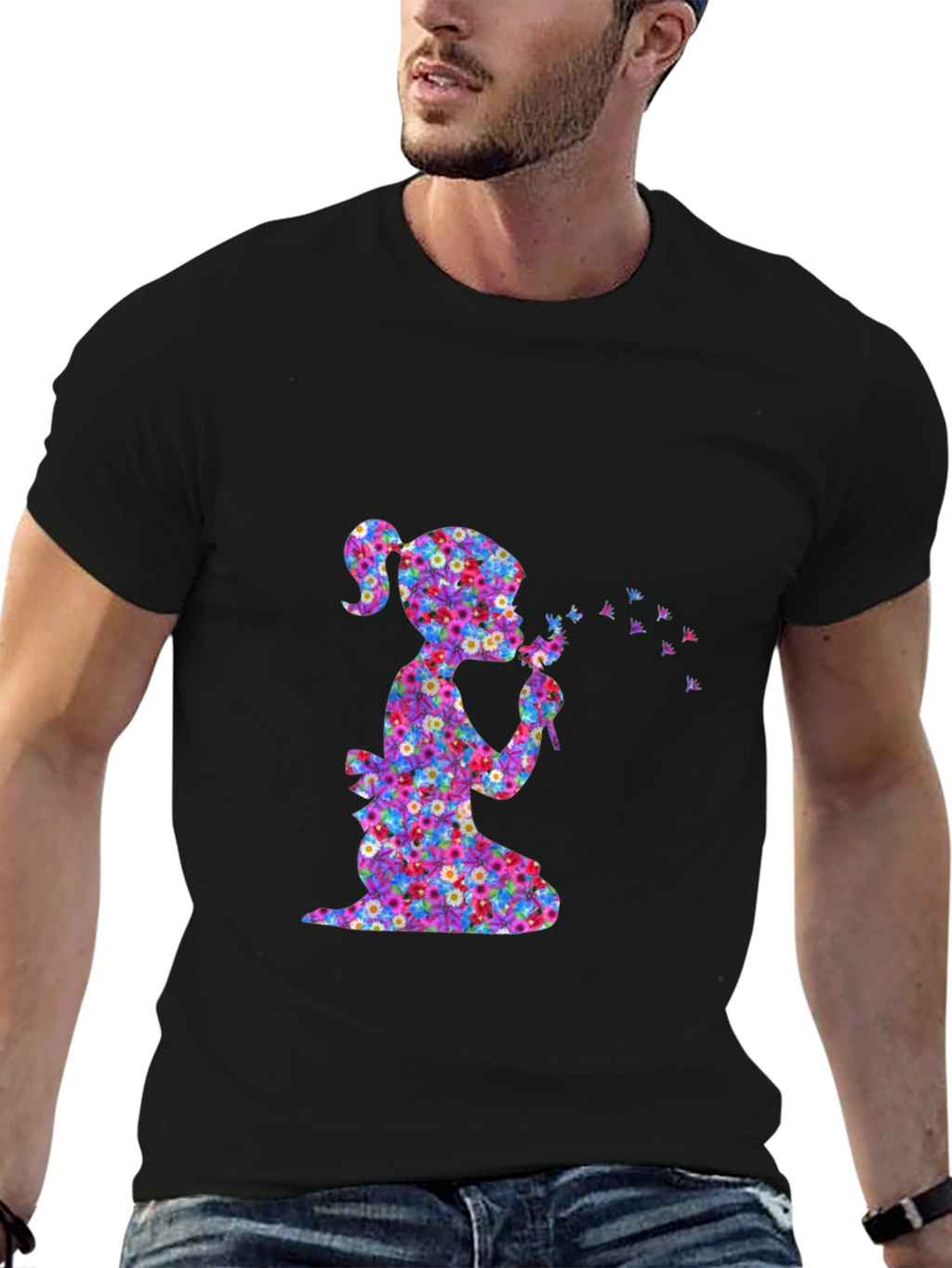Floral Girl Blowing Dandelion T-Shirt