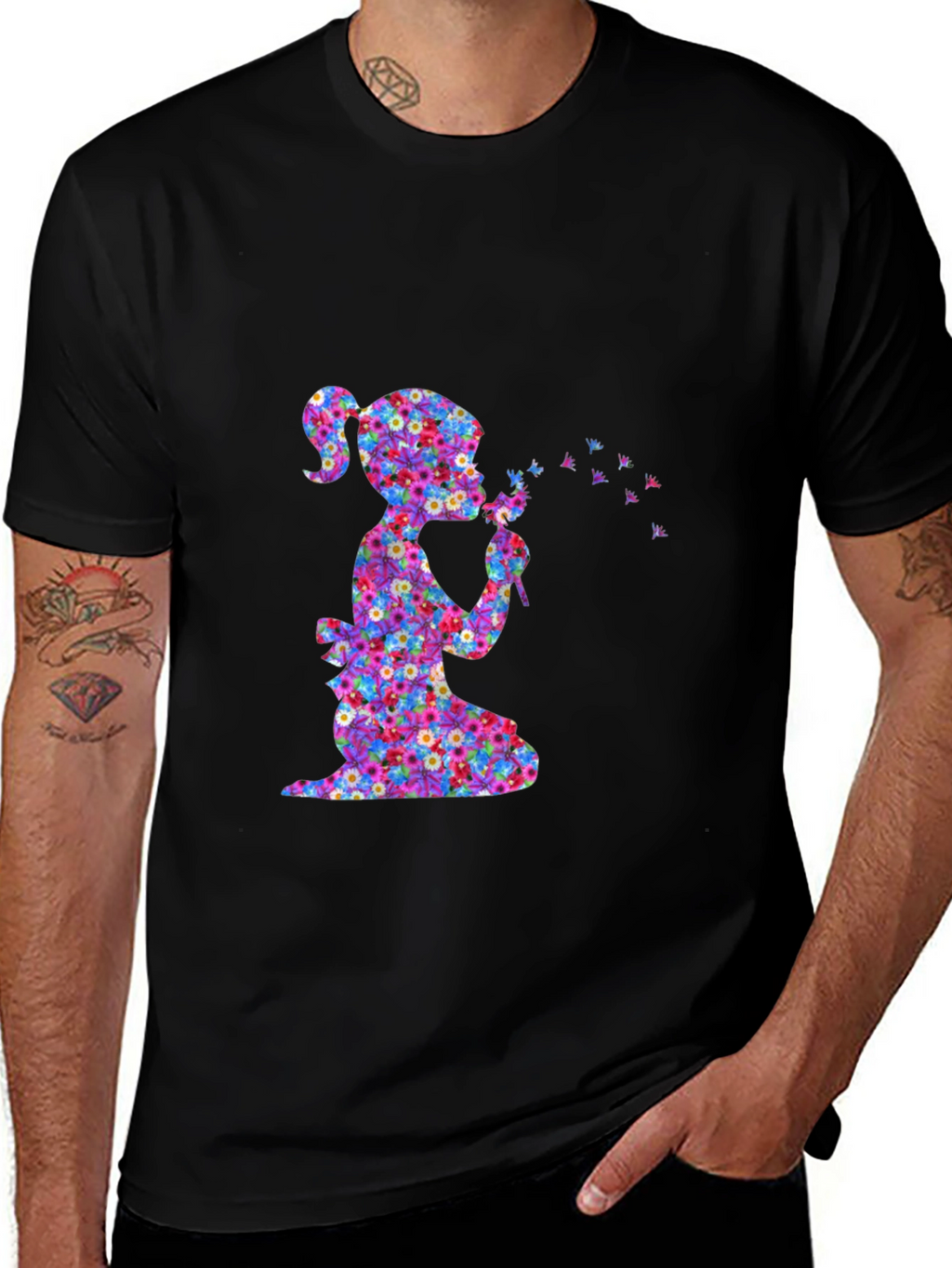 Floral Girl Blowing Dandelion T-Shirt