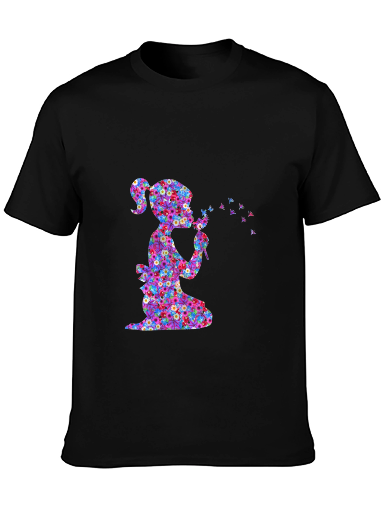 Floral Girl Blowing Dandelion T-Shirt