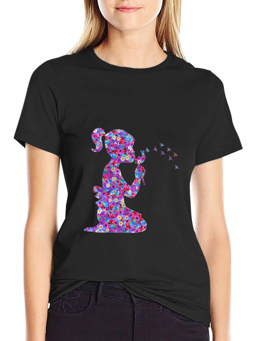 Floral Girl Blowing Dandelion T-Shirt