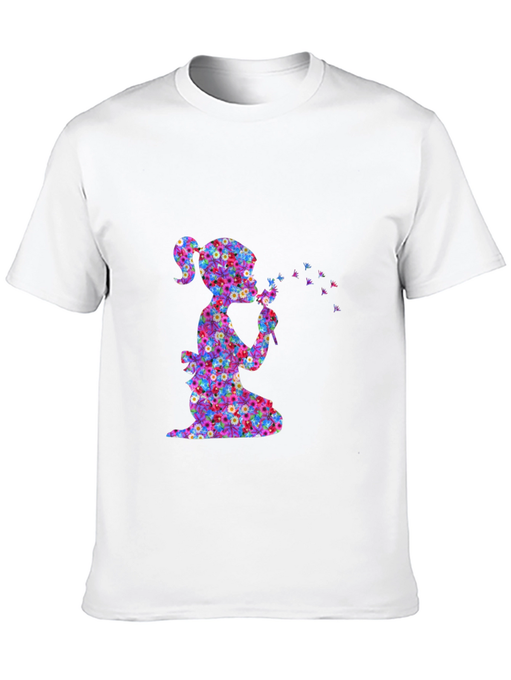 Floral Girl Blowing Dandelion T-Shirt