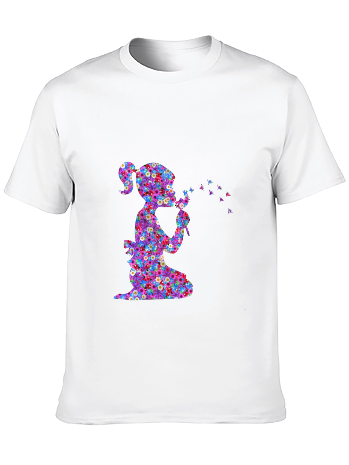 Floral Girl Blowing Dandelion T-Shirt