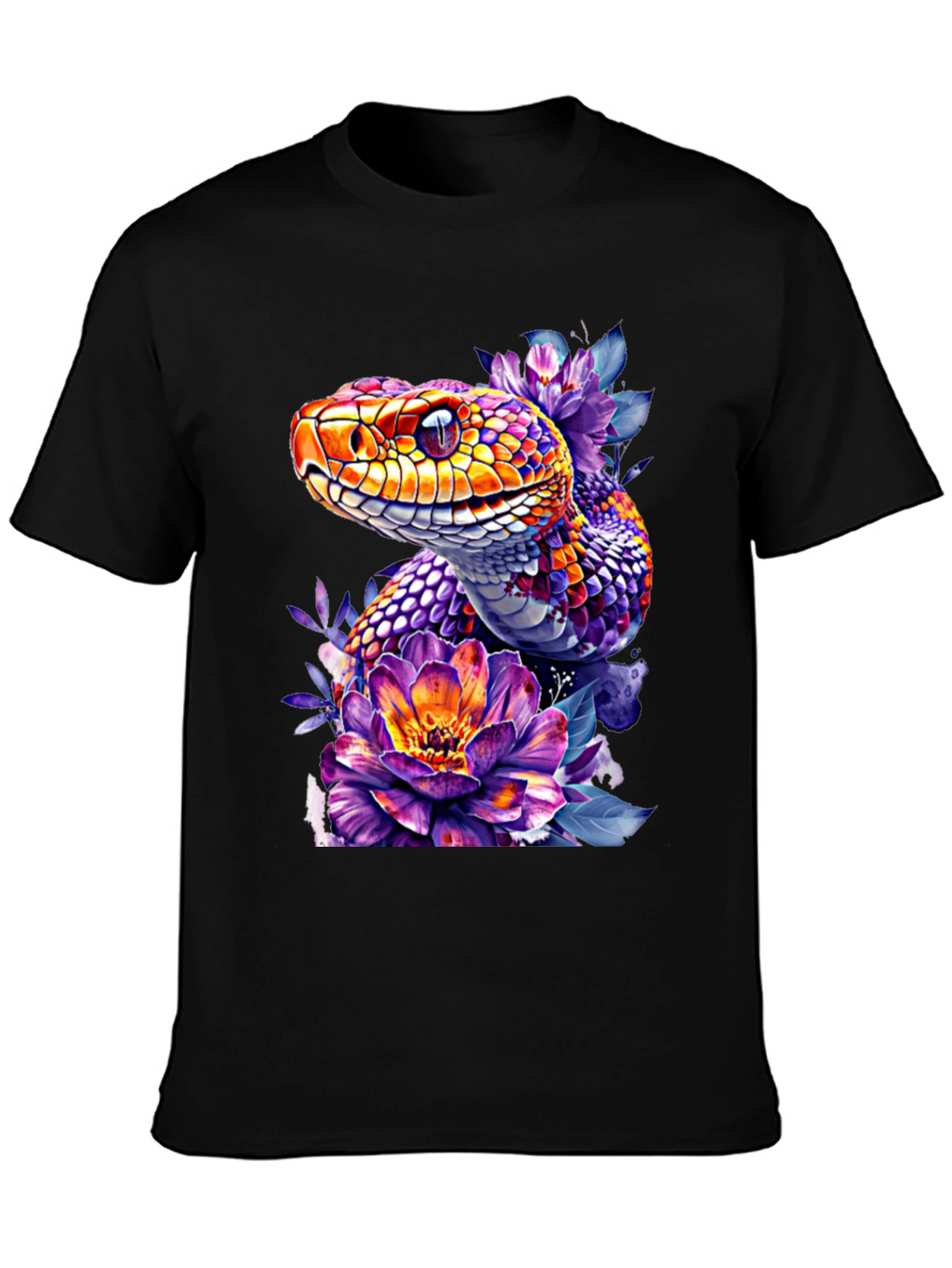 Floral Snake Graphic Tee - Vibrant Design