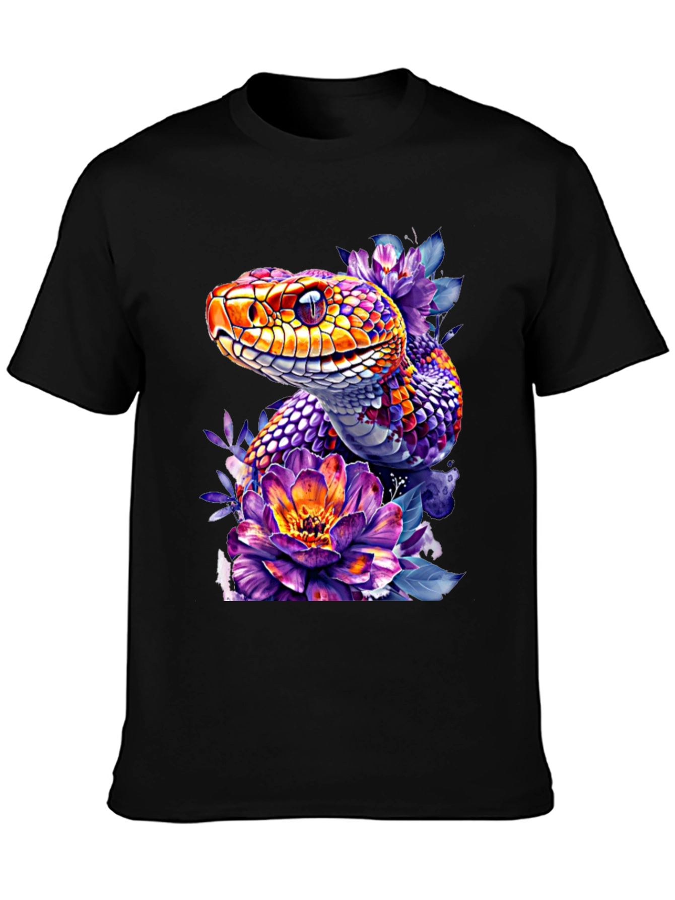 Floral Snake Graphic Tee - Vibrant Design