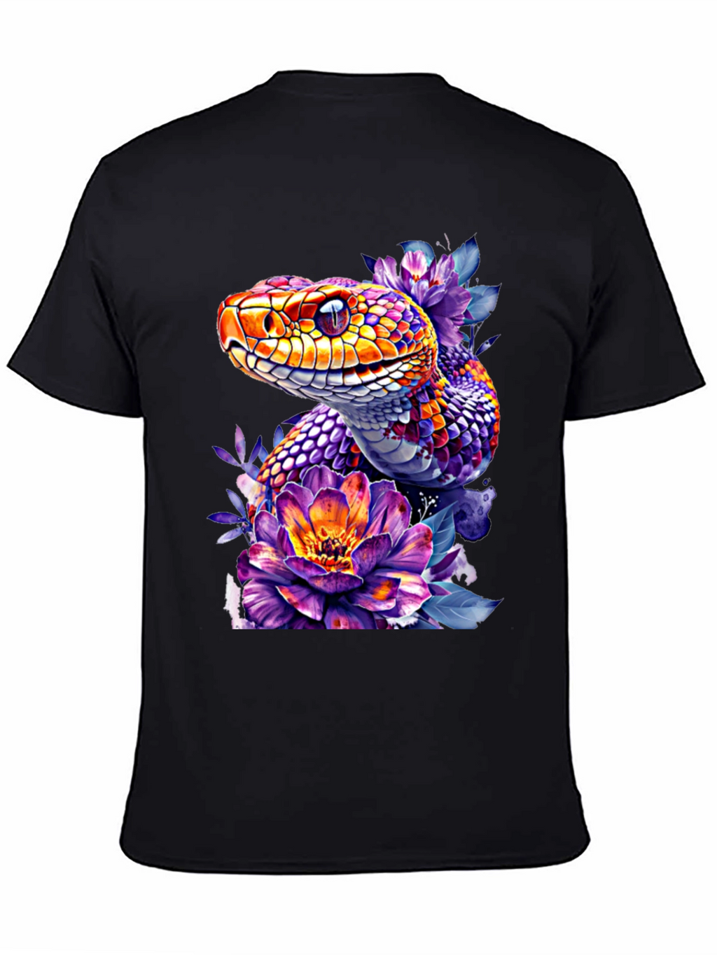 Floral Snake Graphic Tee - Vibrant Design