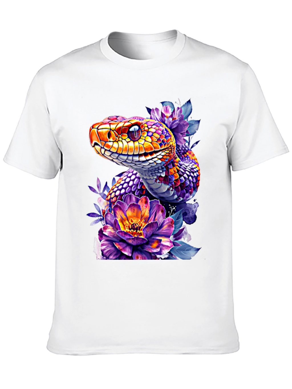 Floral Snake Graphic Tee - Vibrant Design