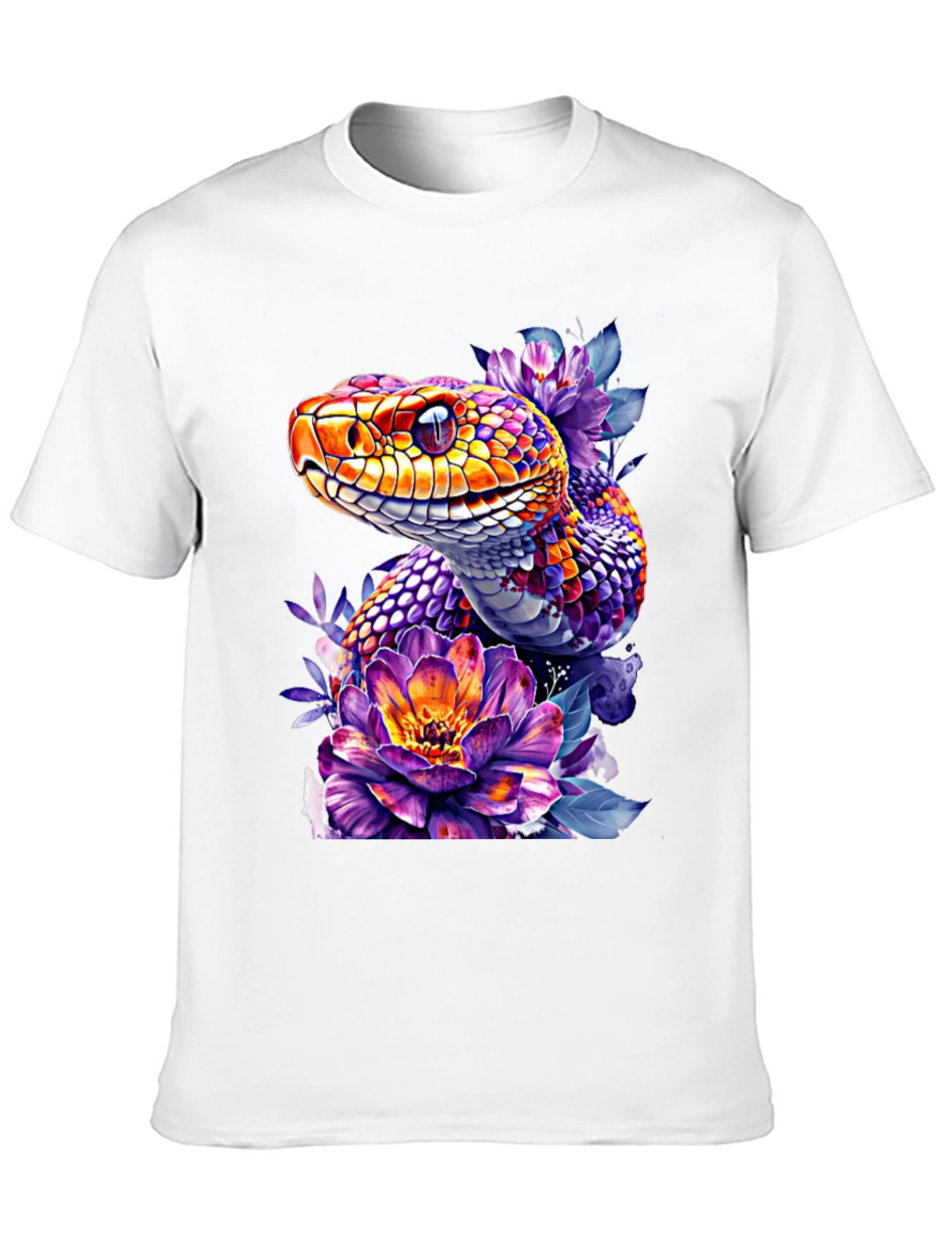 Floral Snake Graphic Tee - Vibrant Design