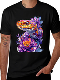 Floral Snake Graphic Tee - Vibrant Design