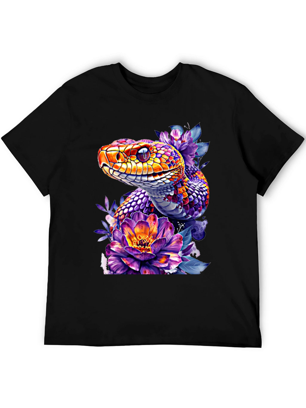 Floral Snake Graphic Tee - Vibrant Design