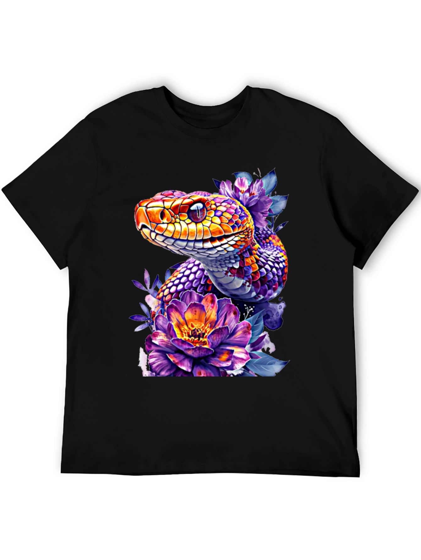 Floral Snake Graphic Tee - Vibrant Design