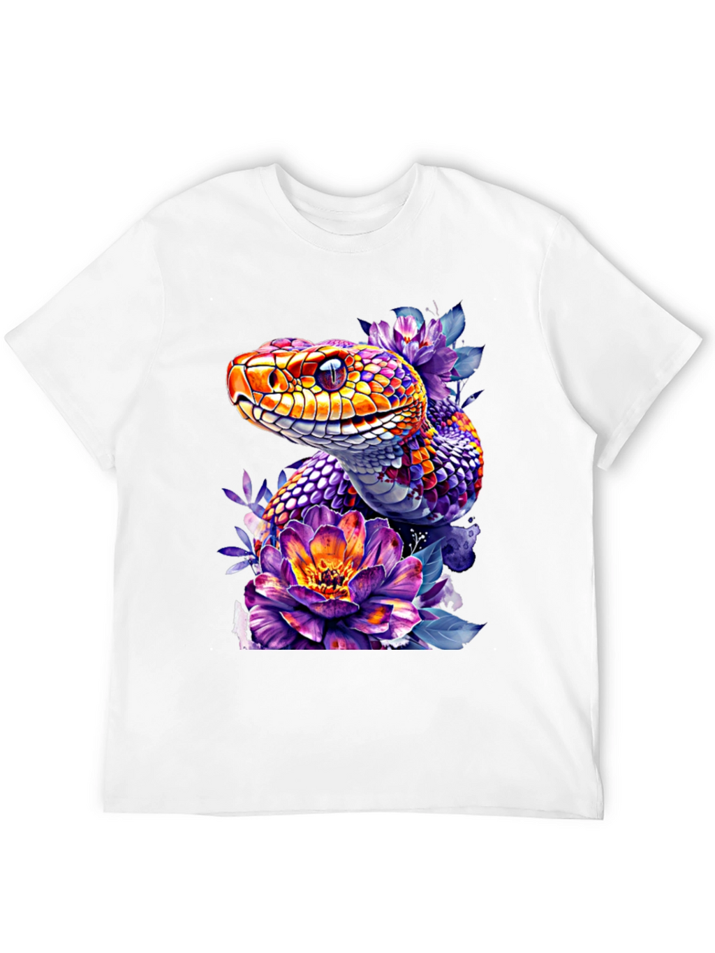 Floral Snake Graphic Tee - Vibrant Design