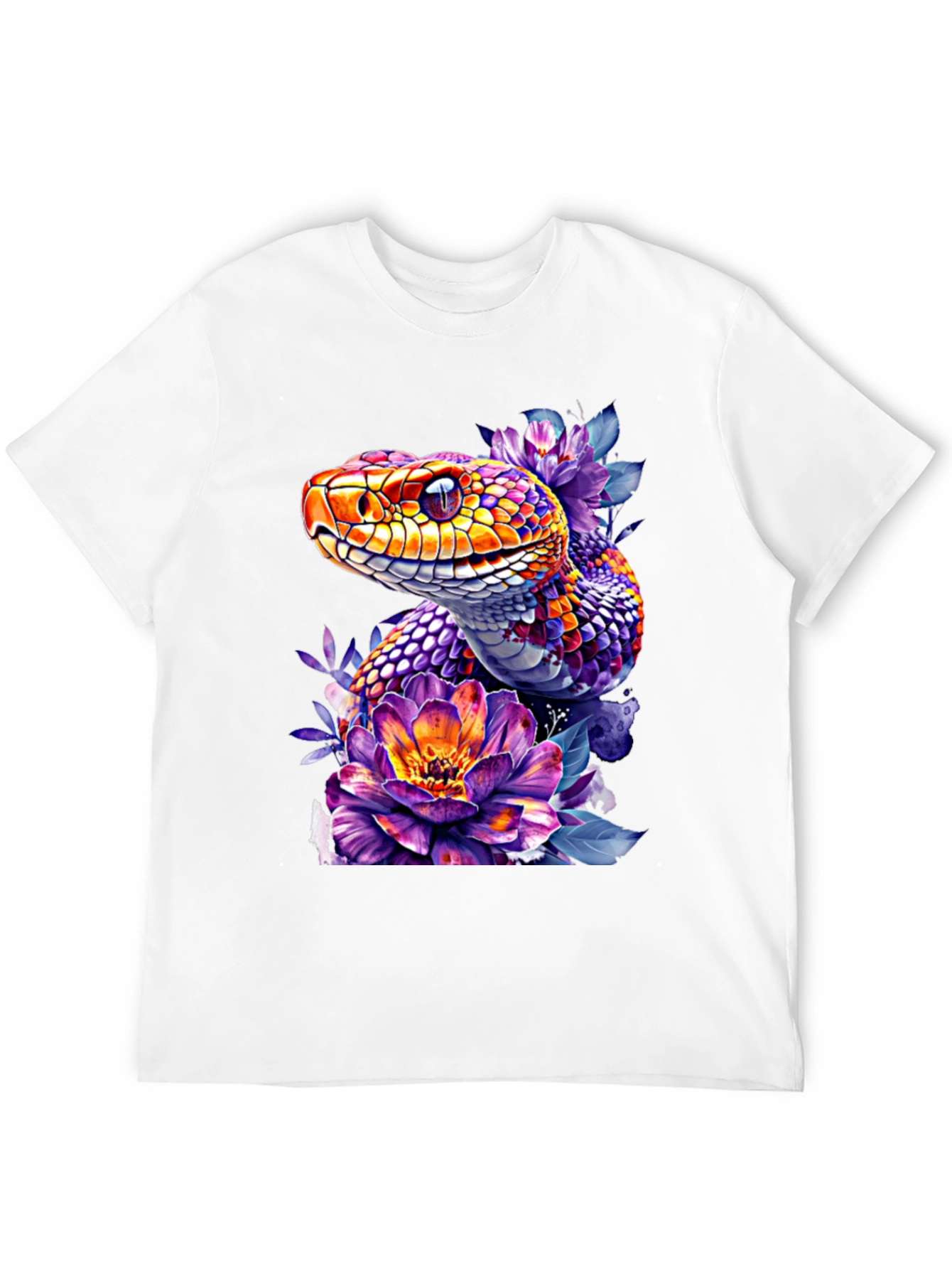 Floral Snake Graphic Tee - Vibrant Design