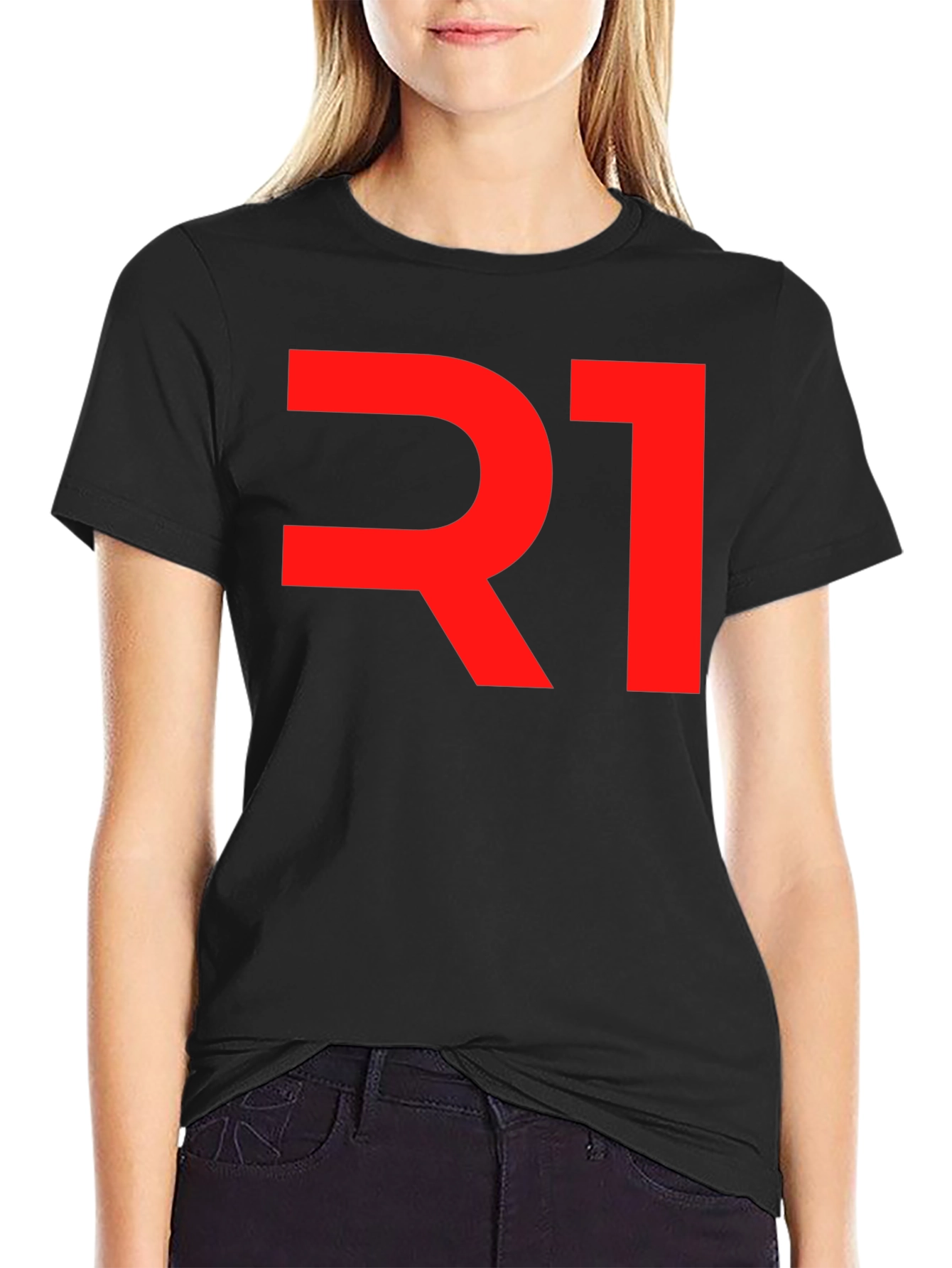 R1 Graphic Tee - Bold Red on Black Cotton