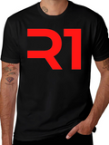 R1 Graphic Tee - Bold Red on Black Cotton