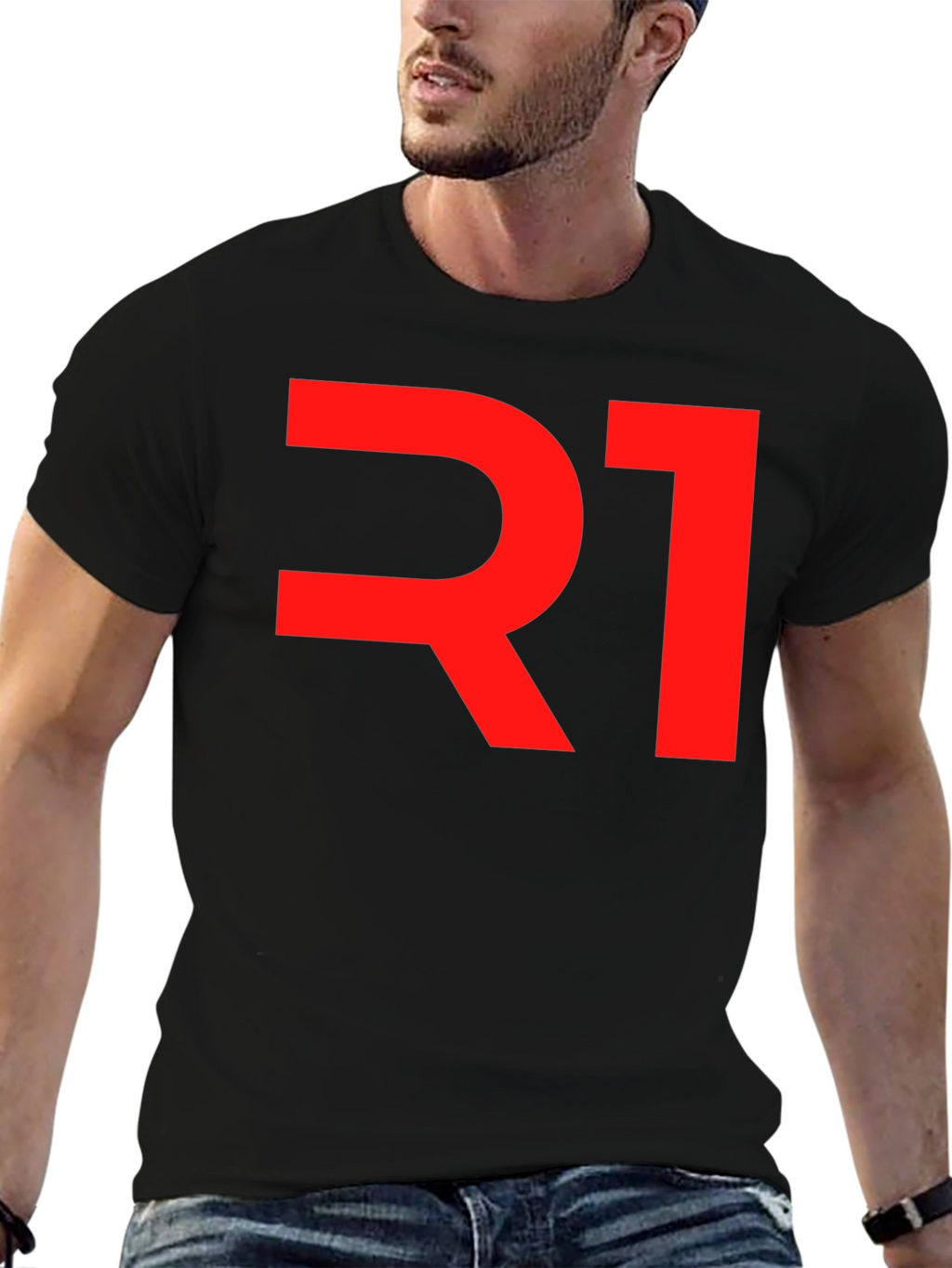 R1 Graphic Tee - Bold Red on Black Cotton