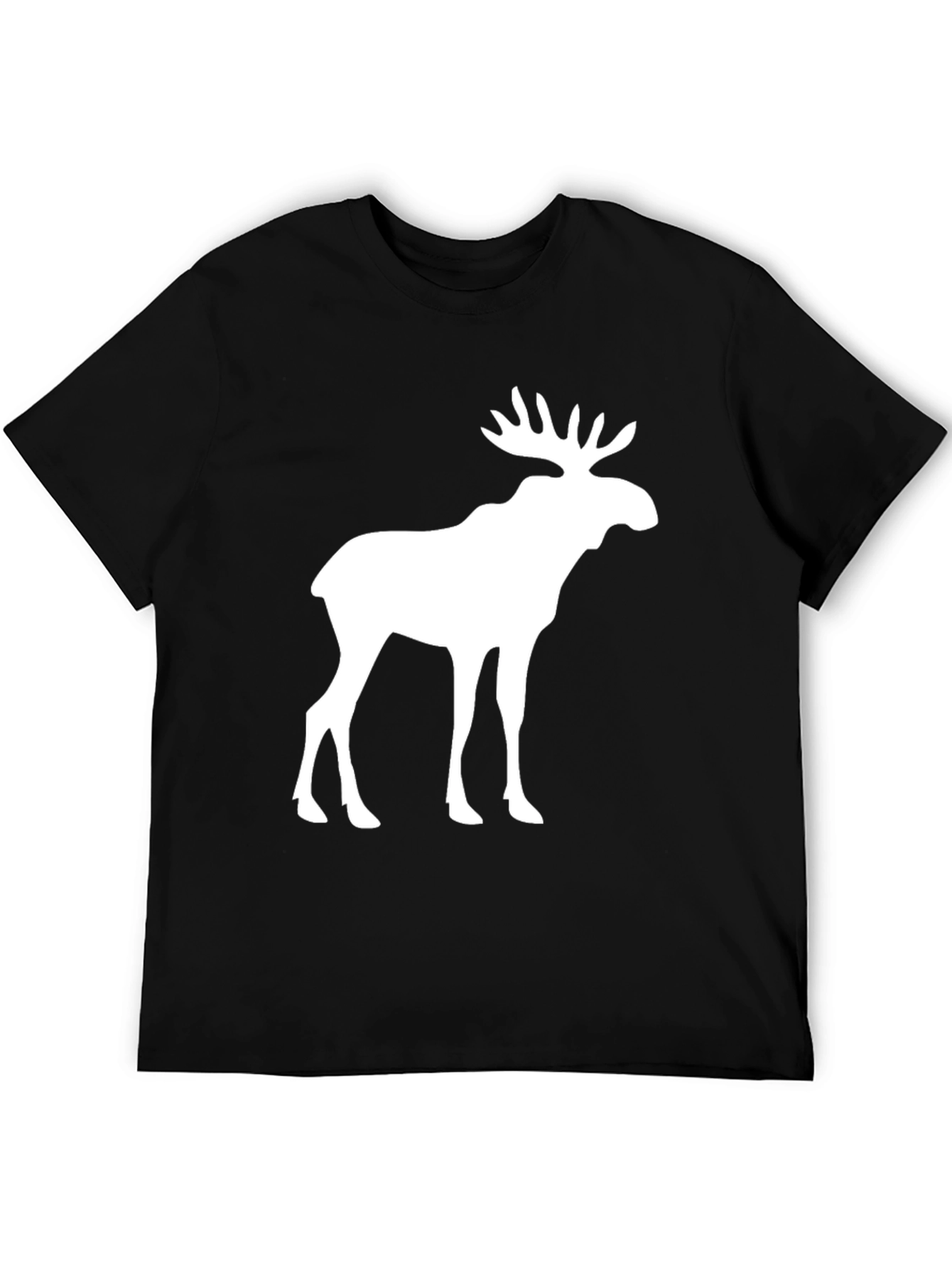 Moose Graphic Print Black T-Shirt
