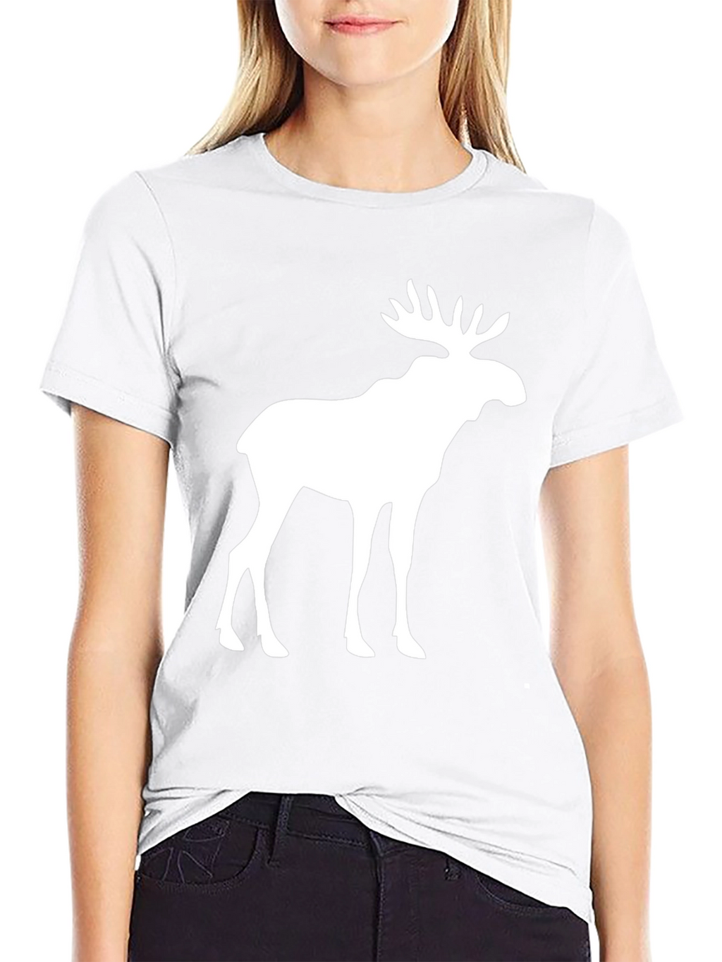 Moose Graphic Print Black T-Shirt