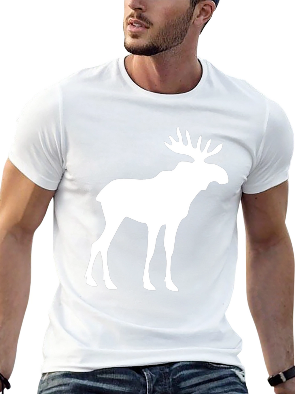 Moose Graphic Print Black T-Shirt