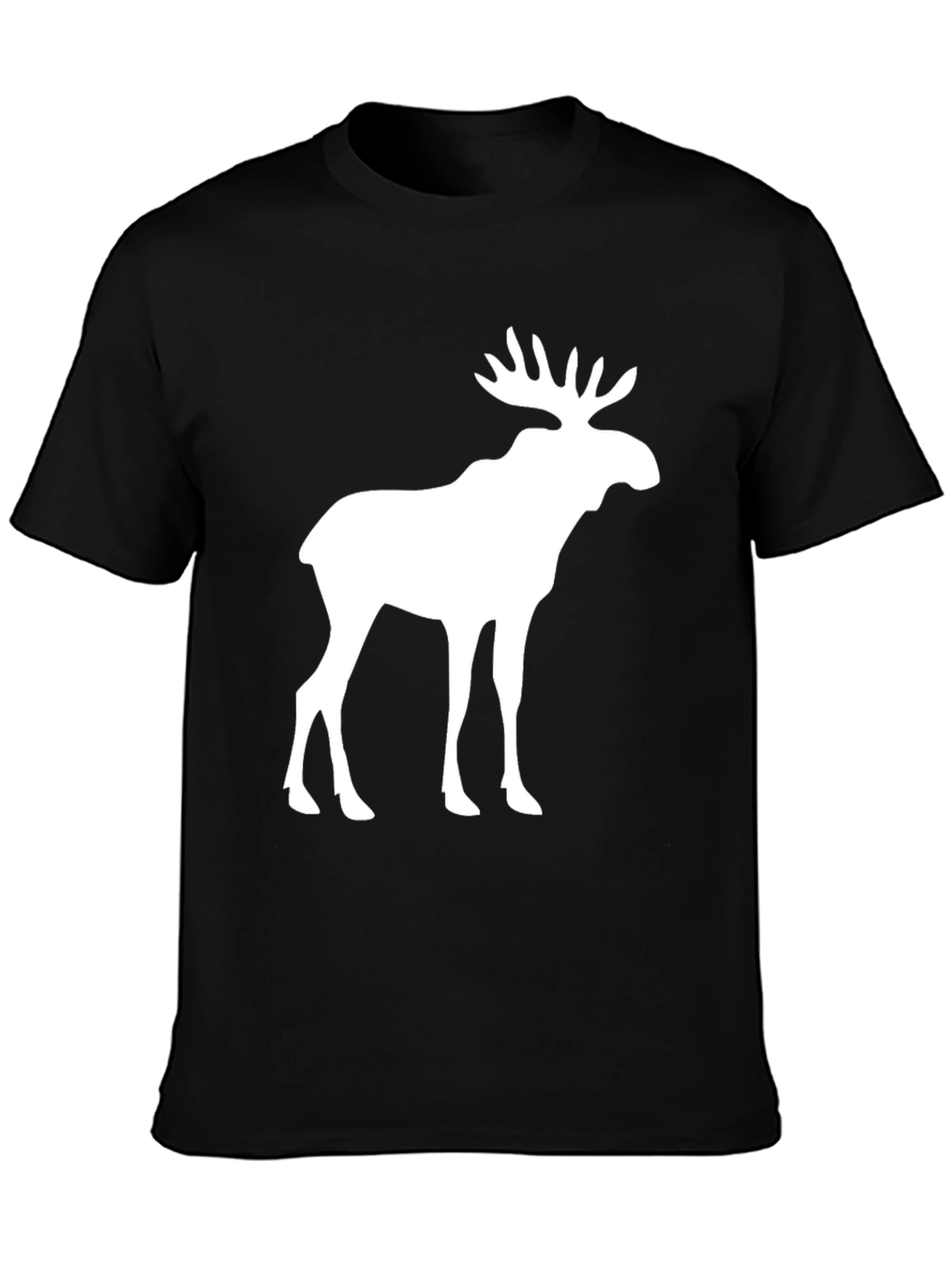 Moose Graphic Print Black T-Shirt