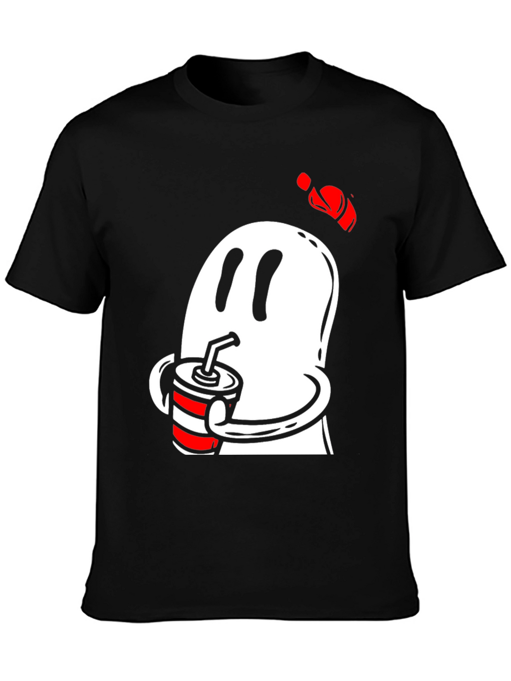 Ghost Drinking Soda Mens Black T-Shirt