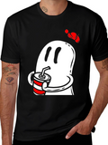 Ghost Drinking Soda Mens Black T-Shirt